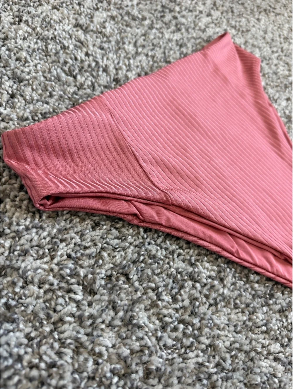 Vitamin A NWT Mauve Pink Ribbed High Waist Bikini Bottom Swimwear Size L